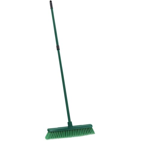 Outdoor Soft Bristle Broom with Telescopic Handle, Green
