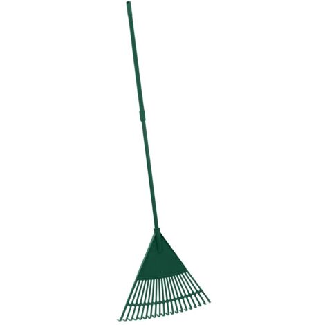Outdoor Garden, Lawn Leaf Rake with Telescopic Handle, Green