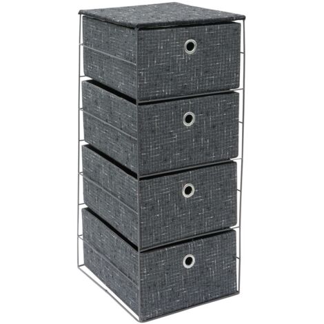 Shadow 4 Drawer Wide Fabric Storage Tower, Dark Grey (1/4)