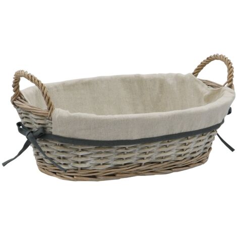 Arianna Oval Willow Storage Basket, Grey Wash