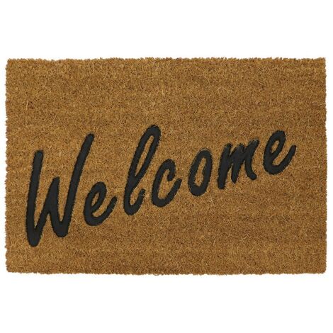 Rubber Embossed PVC Backed Coir Doormat, 40x60cm, Welcome (1/4)