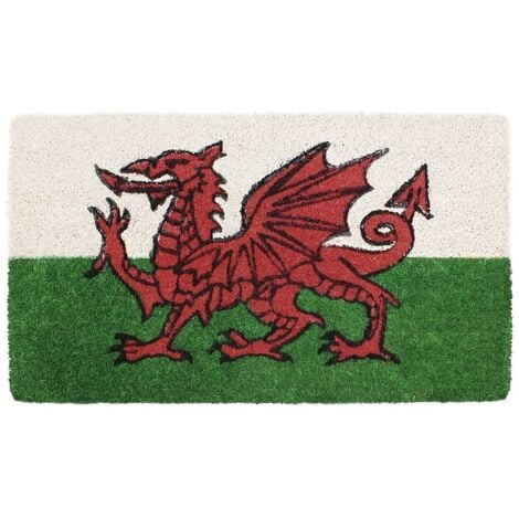 Cymru Welsh Dragon Wales Welcome Coir Coconut Doormat, 30x60cm
