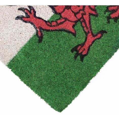 Cymru Welsh Dragon Wales Welcome Coir Coconut Doormat, 30x60cm