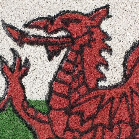 Cymru Welsh Dragon Wales Welcome Coir Coconut Doormat, 30x60cm