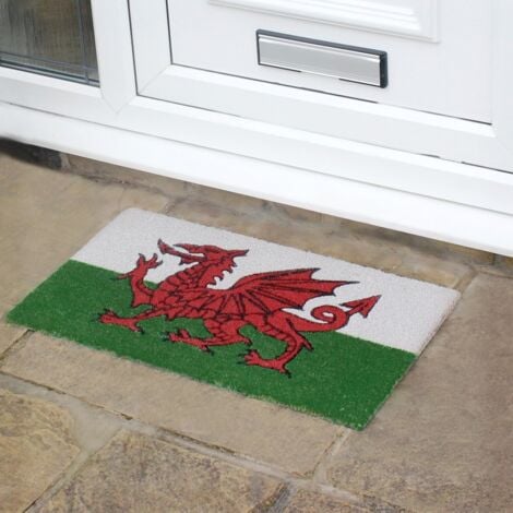 Cymru Welsh Dragon Wales Welcome Coir Coconut Doormat, 30x60cm