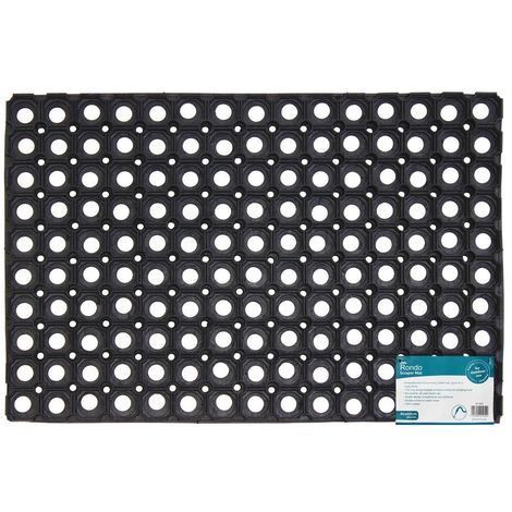 Black Plastic JVL Outdoor Honeycomb Rubber Ring Entrance Floor Door Mat 40 x 60 cm
