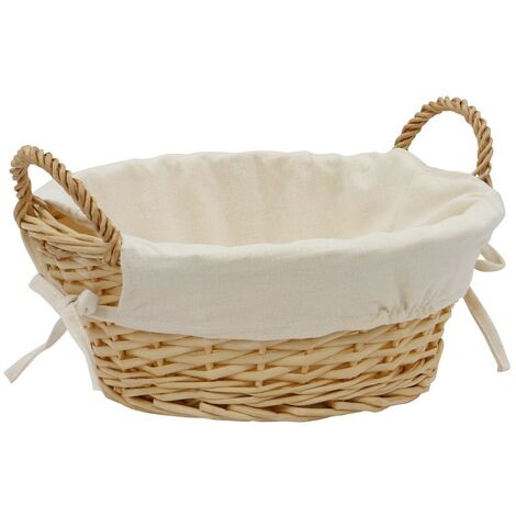 Acacia Round Willow Storage Basket with Lining, Honey Finish (1/4)