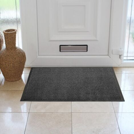 Heavy Duty Barrier Door Floor Mat, 60x80cm, Grey Black