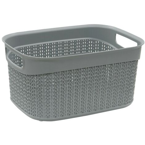 Knit Design Loop Plastic Storage Basket, Grey (1/4)