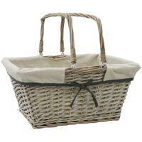 Arianna Rectangular Willow Shopping Basket, Grey Wash