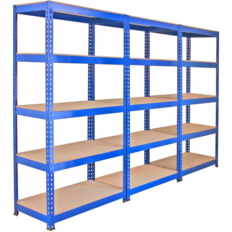 Monster Racking 3 Stück Q-Rax Regal Hochleistungsregal Schwerlastregal  Lagerregal Garagenregal Stahlregal Industrieregal Werkstattregal Steckregal  Metallregal 100% Schraubenlos 90cm in Blau