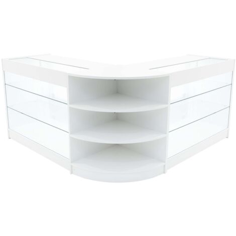 Weißes Verkaufstheken-Set Apollo LED-Licht K1200 LM60 Display mit 3 Ebenen (1/5)