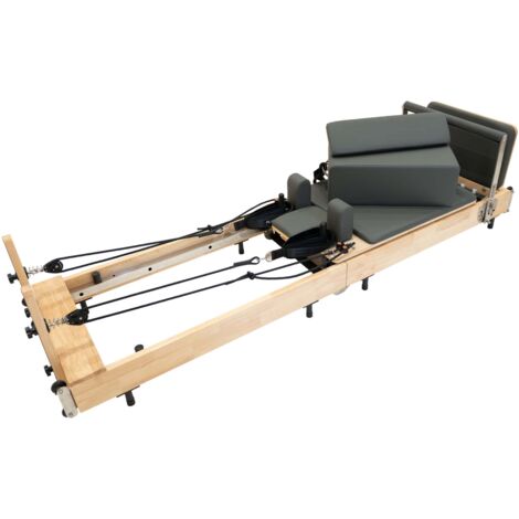 Machine Pilates Reformer Pliable 4-en-1 - Planche Abdos, Bandes Résistance, Roulettes, Violet, 180kg Max