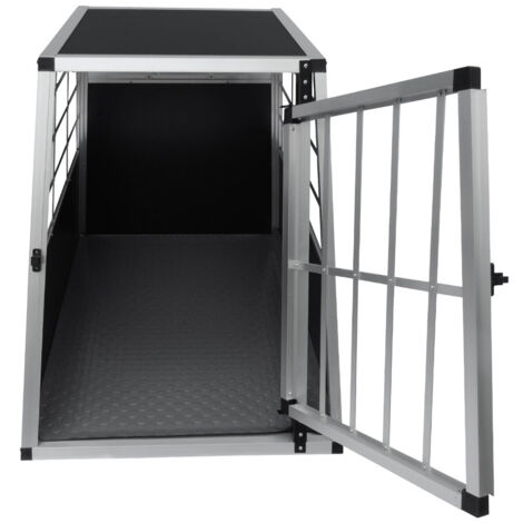 Auto Hundetransportbox große Einzelbox Hundebox Transportbox Gitterbox Fahrzeugbox Kofferraumbox Katzen Hunde Aluminium Trapez