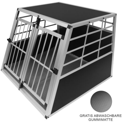 Auto Hundetransportbox große Doppelbox Hundebox Transportbox Gitterbox Fahrzeugbox Kofferraumbox Katzen Hunde Aluminium Trapez