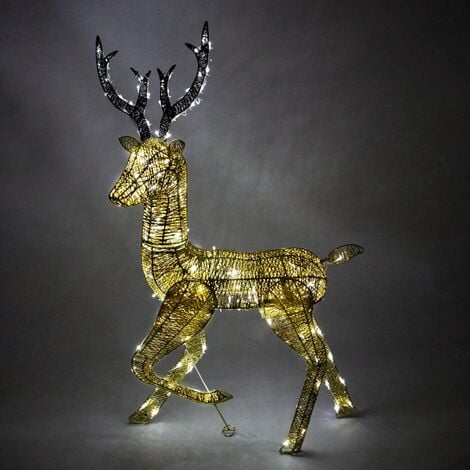 Rentier Hirsch 1,2m LED Beleuchtung Weihnachtsdeko kaltweiß Dekoration  beleuchtet Zeitschaltuhr Advent Weihnachten Weihnachtsbeleuchtung Timer  Außen | Leuchtfiguren