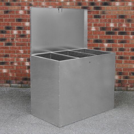 Verzinkter Futterbehälter 3 Fächer 64 L Futtertonne Futteraufbewahrung Futterbox