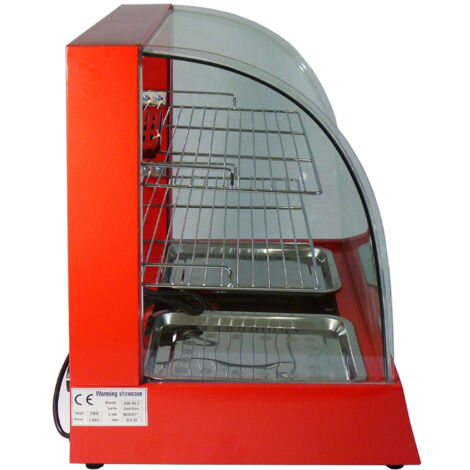 Professioneller Speisenwärmer 800W - Beleuchtete Warmhaltevitrine Mit 2 Edelstahlregalen