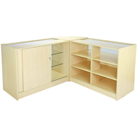 Moderner Empfangstisch Mit LED-Beleuchtung - Rezeptionstresen 140x50x105 Cm Mit Regalen & Schubladen