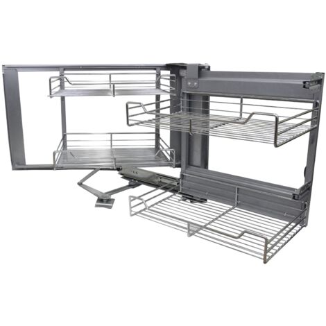 KuKoo ausziehbare Edelstahlkörbe Eckschrank 90-100cm Einheit, 4 Schubladen, rechtsöffnend