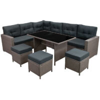 Sitzgruppe Lounge Gartenmöbel Sitzecke Rattan Polyrattan Gartengarnitur Grau