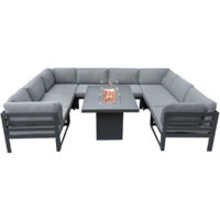 Modulares Gartenlounge-Set 8-Sitzer mit Tisch & integrierter Feuerstelle