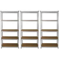 3 x E-Rax Lagerregal Garagenregal Stahlregal Werkstattregal schraubenlos Silber