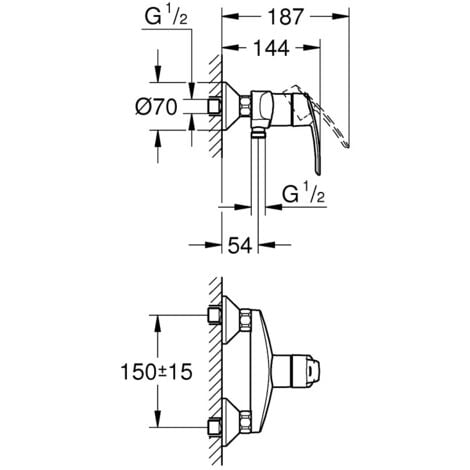 Grohe Start Mitigeur monocommande douche avec Limiteur de température, Chrome (32279001)
