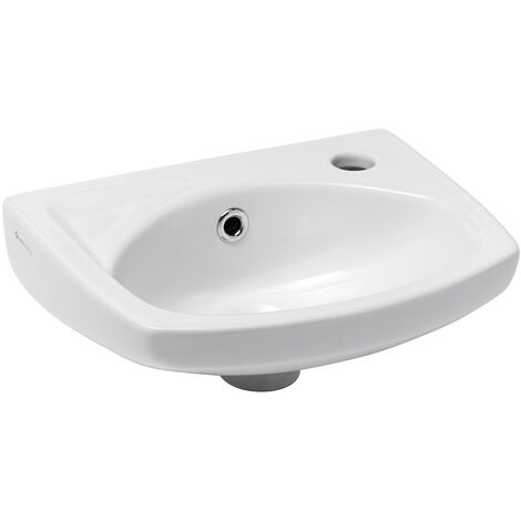 Siko – Lave-mains céramique 35x28 cm – Trou pour robinet à droite – Trop plein – Installation murale – EUR913