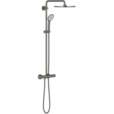 Grohe – Colonne de douche thermostatique avec douche de tête XXL – Finition hard graphite brossé – Technologie TurboStat – 26075AL0