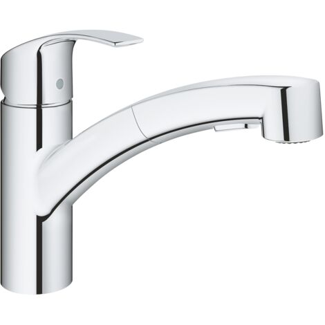 Grohe Eurosmart mitigeur d'évier 1/2' avec douchette extractible 2 jets, chrome (G30306000) (1/2)