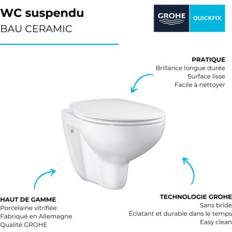 GROHE Bau Ceramic Cuvette WC Suspendue Blanche Avec Bride - 39491000