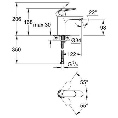 Mitigeur monocommande Lavabo GROHE Eurosmart Cosmopolitan 1/2'' - Taille M