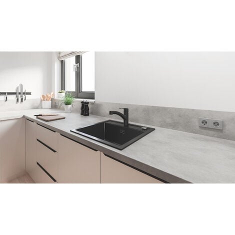 Grohe START mitigeur monocommande évier avec douchette extractible, noir mat (303072431)