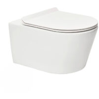 Swiss Aqua Technologies – WC suspendu sans bride en céramique – Fixations invisibles – Abattant ultra-fin softclose – Rinçage économique 3/4,5 L – Installation rapide