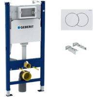 Delta Pack bati-support GEBERIT Duofix 112cm + plaque de commande blanche Delta01 + fixations murales (111.154.11.2)