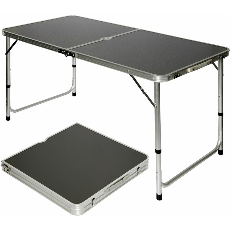 Amanka Mesa Para acampada 120x60x70cm de aluminio plegable como si fuera un altura regulable camping gris