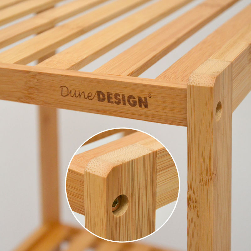 Simpático Vicio Skalk DuneDesign Estantería de madera 38x39,5x83cm 3 anaqueles mueble abierto  estantes de listones de bambú estante de baño