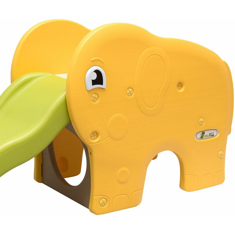 LittleTom Tobogán ondulado en forma de elefante 180x110x120cm juguete de plástico para niños pequeños Verde Amarillo 