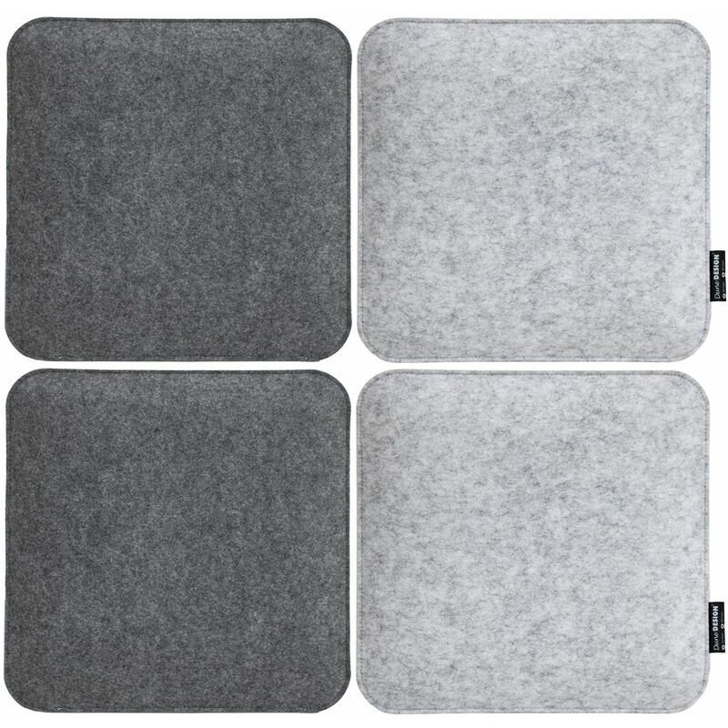 Dunedesign 4 De fieltro para sillas 35x35cm cuadrado 30mm 2colores gris 35x35x3cm