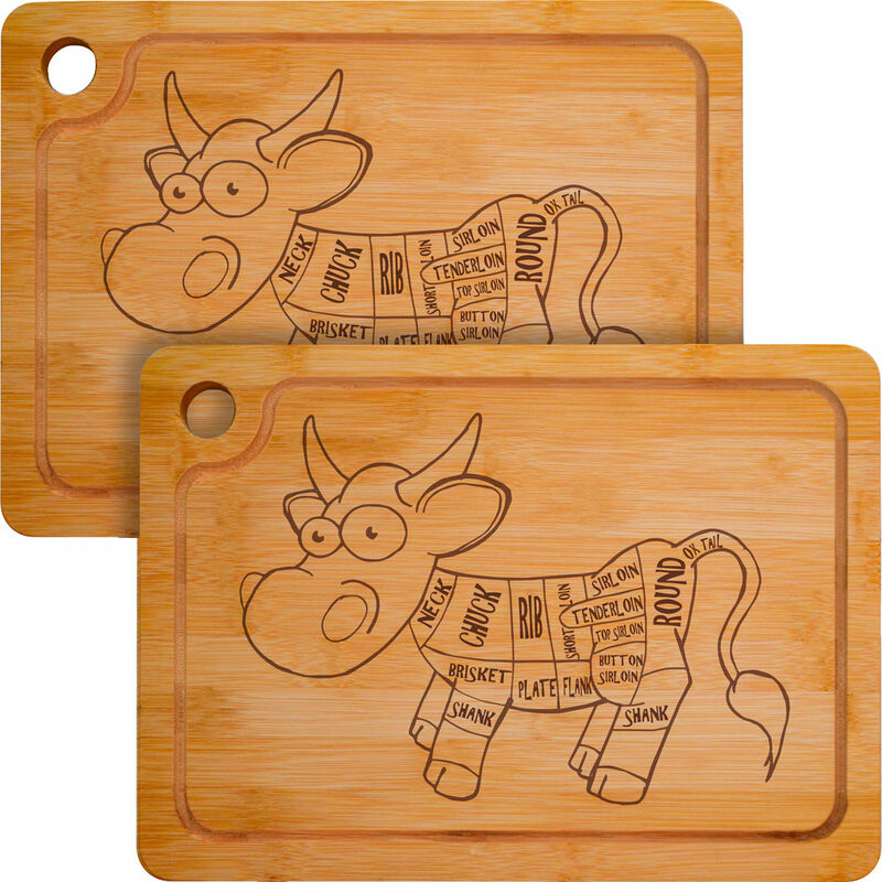 Dunedesign Juego De 2 tablas macizo para bistec 33x23x2cm cortar con ranura jugo 2x 33x23cm 20mm