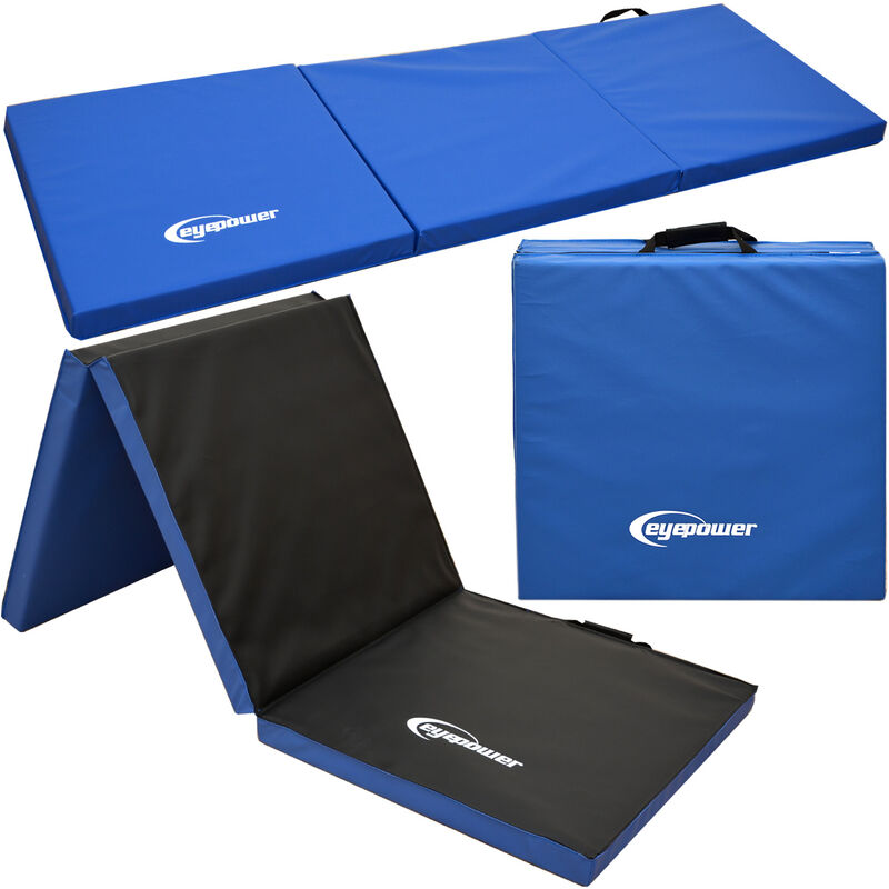 Eyepower Colchoneta Entrenamiento gimnasia xl 190x60x5cm plegable azul deporte blanda 190605cm