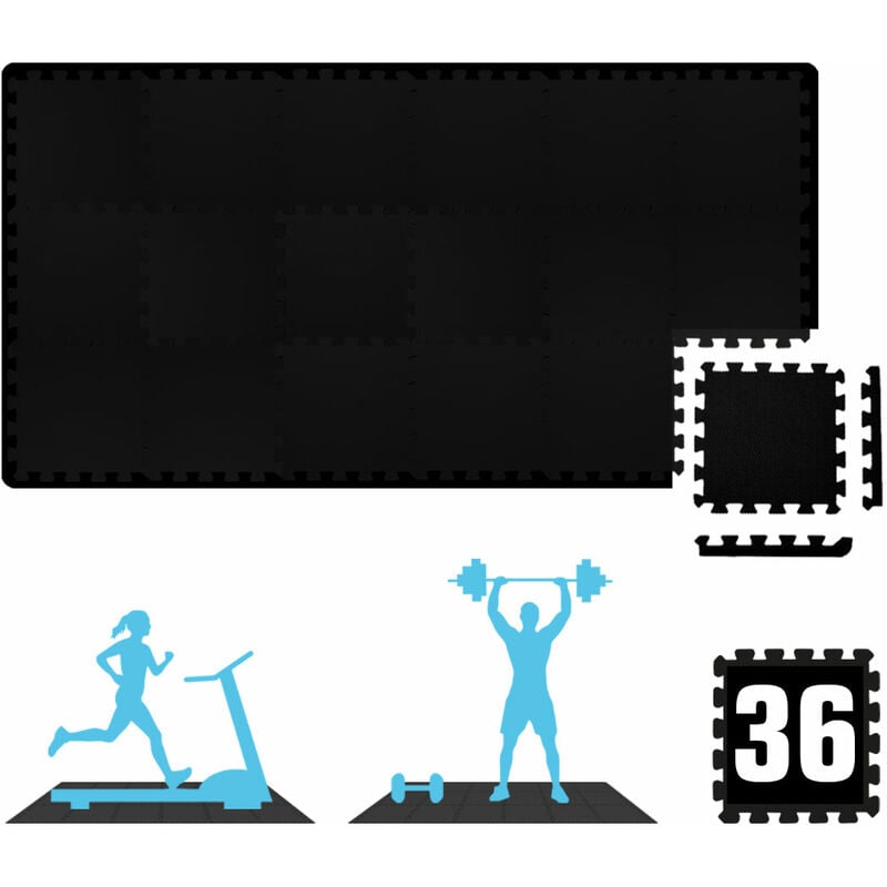 36x Alfombra de Gimnasio - 30x30 Esterilla para Gym en Casa - Suelo Puzzle EVA