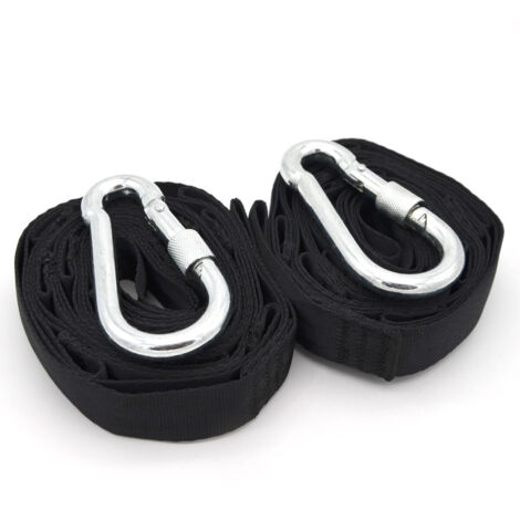 Kit para Colgar en árbol hamaca columpio 300 kg 2 Correas 280x2,5 cm Atadura Negro