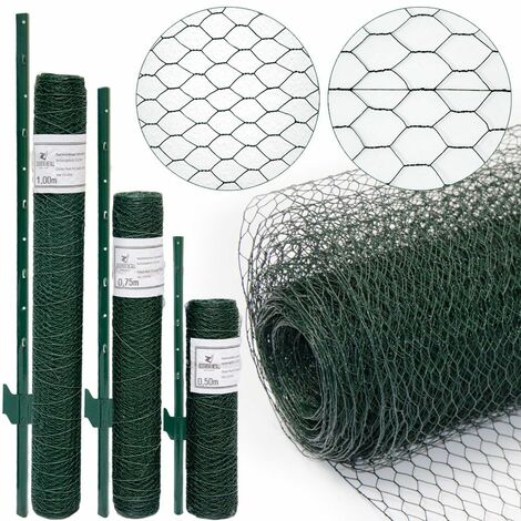 Mallas de Alambre Valla de Tela Metálica Malla Hexagonal 25x25mm Valla para  animales y plantas 25 m de largo Altura 50 cm Galvanizada 0,6mm