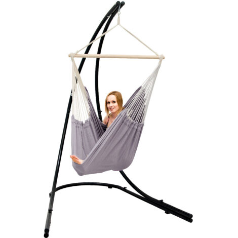 Soporte Silla Colgante con XXL Sillón 360° Hamaca Asiento Columpio Jardin Gris (1/5)