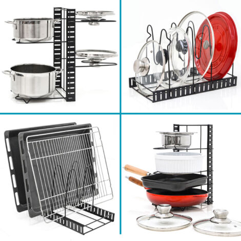 Potdekselrek, Pannenrekken, wandmontage 304 roestvrijstalen pan deksel organizerhouder, 3M zelfklevend, keukengereedschap (1 Potdekselrek, Pannenrekken, wandmontage 304 roestvrijstalen pan deksel organizerhouder, 3M zelfklevend, keukengereedschap (1