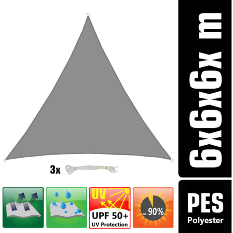 Toldo Vela Triangular Para Terraza O Jardín - 3.6x3.6x3.6 M, Impermeable, Protección UV, Color Beige, Fácil Montaje