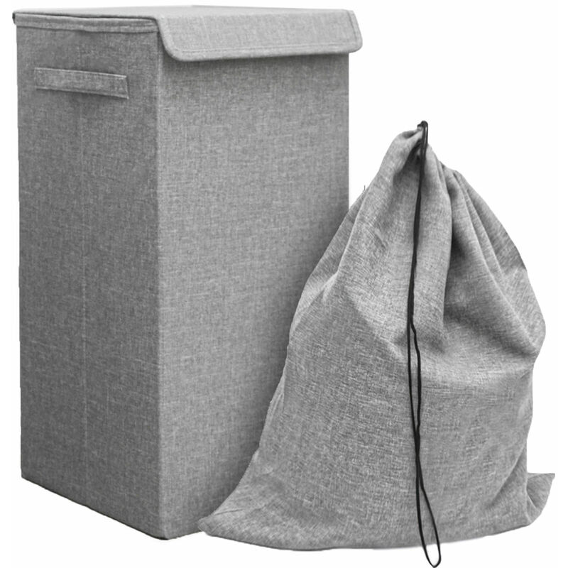 Cesto Per La Biancheria In Legno MDF Grigio Ghiaccio Con Rivestimento E Manici - 40x30x55 Cm, Adatto A Bagno E Camera Da Letto - 4