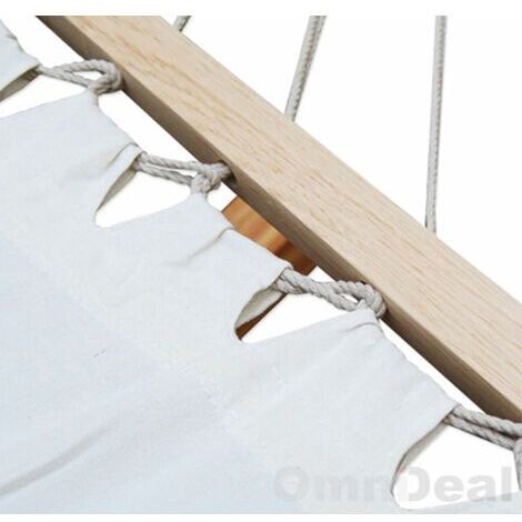 Amaca Doppia In Cotone XXL 200x120cm Con Barre Di Legno - Per Giardino E Interni - Foto 6